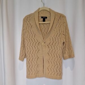 Crystal-Kobe Women's Beige Sweater with Shawl Collar Y2K Size M